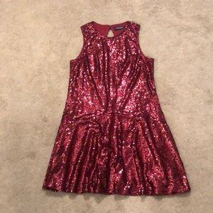 Red sequins dress